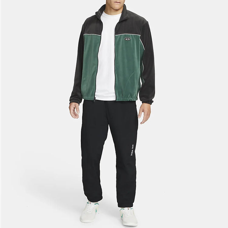 Nike SB Casual Logo Colorblock Velvet Skateboard Jacket Green DD0574-333