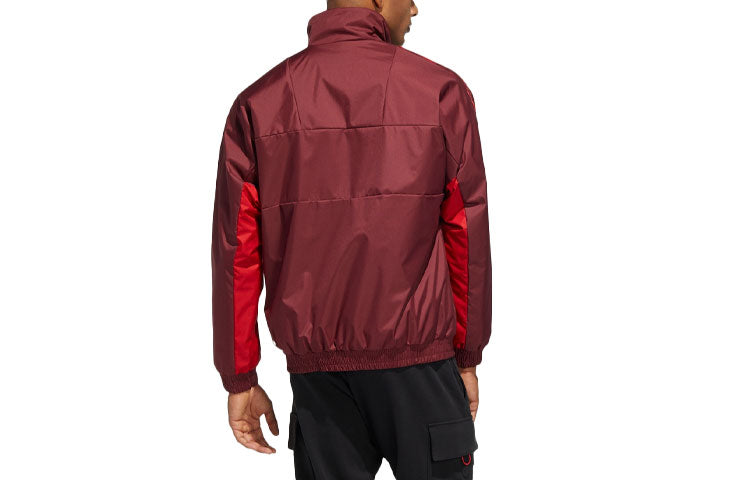 adidas limited Reversible Fleece Lined Colorblock Stand Collar logo Jacket Red HC0270