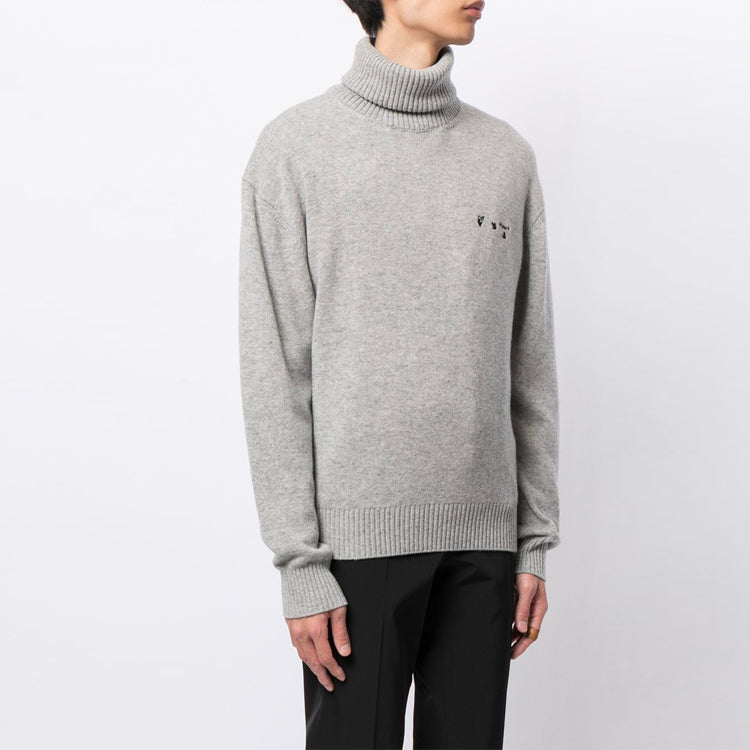 Off-White Unisex SS21 Logo Embroidery Sweater Gray OMHF018F20KNI0010910