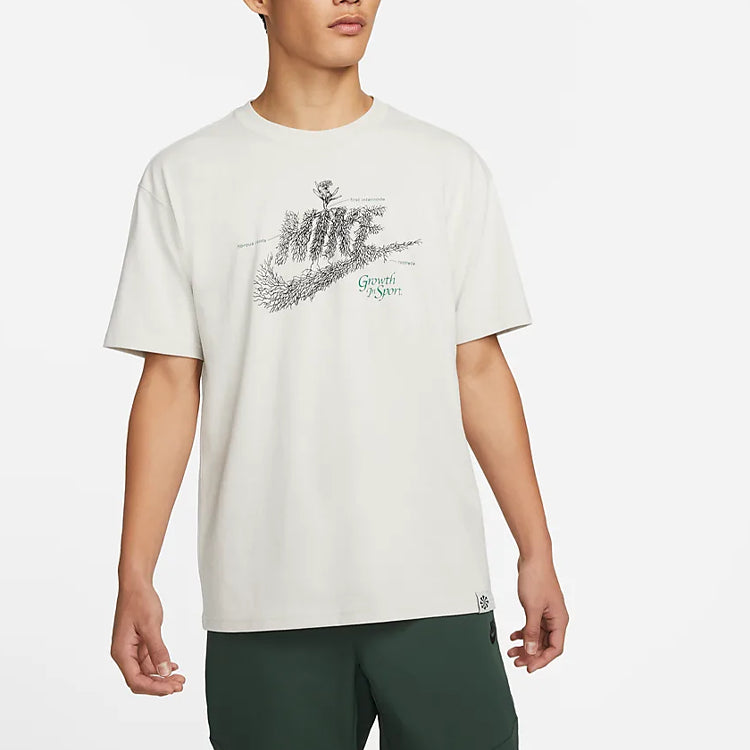 Men's Nike Sportswear Plant Flowers Logo Printing Sports Round Neck Short Sleeve Light Bone T-Shirt DN5135-072