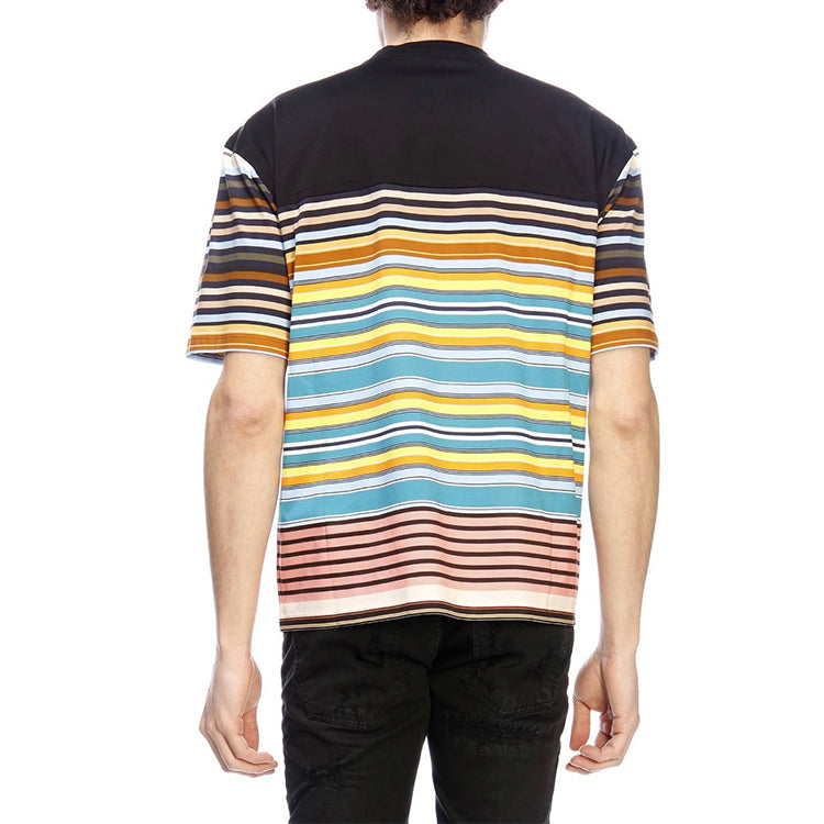 Men's PRADA Pocket Logo Stripe Short Sleeve Black UJN553-1S6N-F0U69