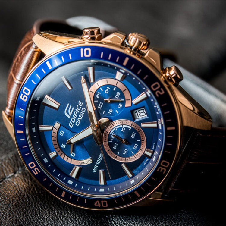 Casio Edifice Sheen Analog Watch 'Brown Royal Blue Gold' EFR-552GL-2A