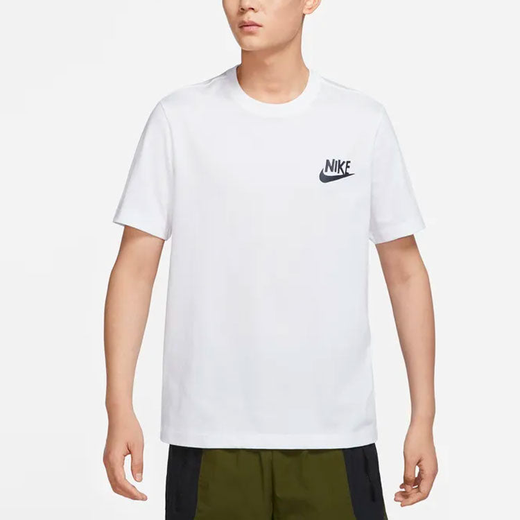 Men's Nike Sportswear Logo Alphabet Printing Round Neck Short Sleeve White T-Shirt DR7810-100