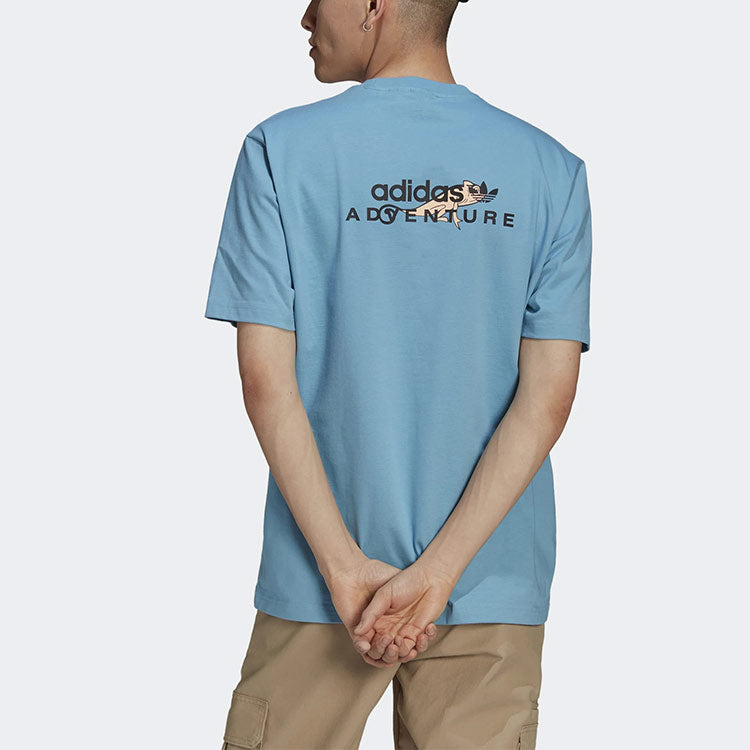 adidas originals Pocket Printing Alphabet Knit Short Sleeve Blue GN2348
