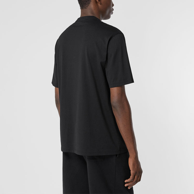 Men's Burberry Logo Pattern Cotton Short Sleeve Black 80237851