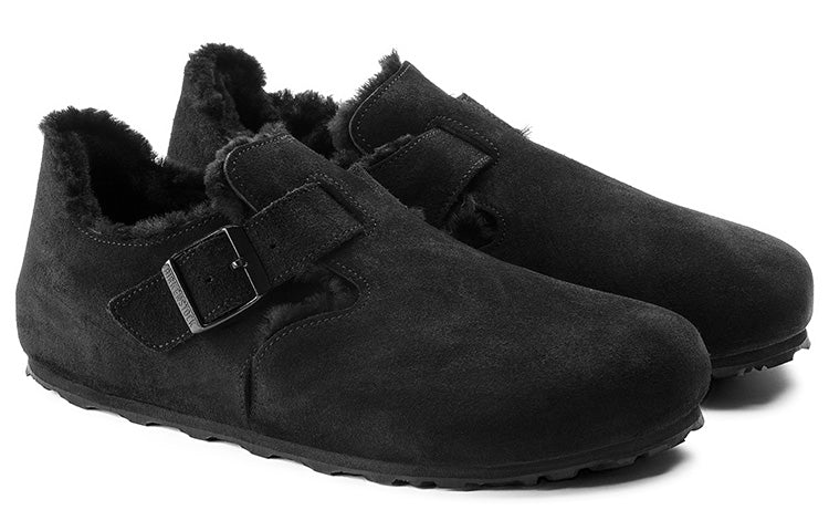 Birkenstock London Shearling Suede Leather 'Black' 1014960