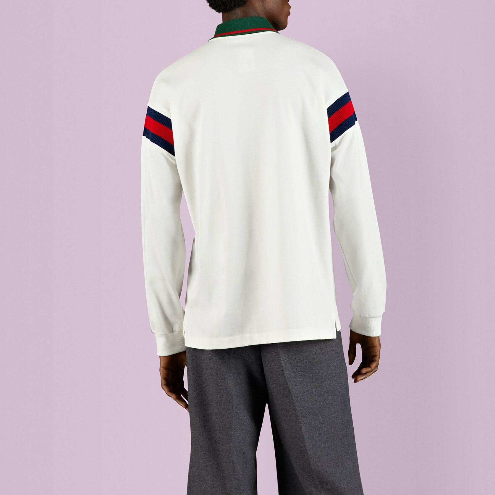 Gucci Cotton Jersey Polo Shirt With Web 'White' 715268-XJETR-9088