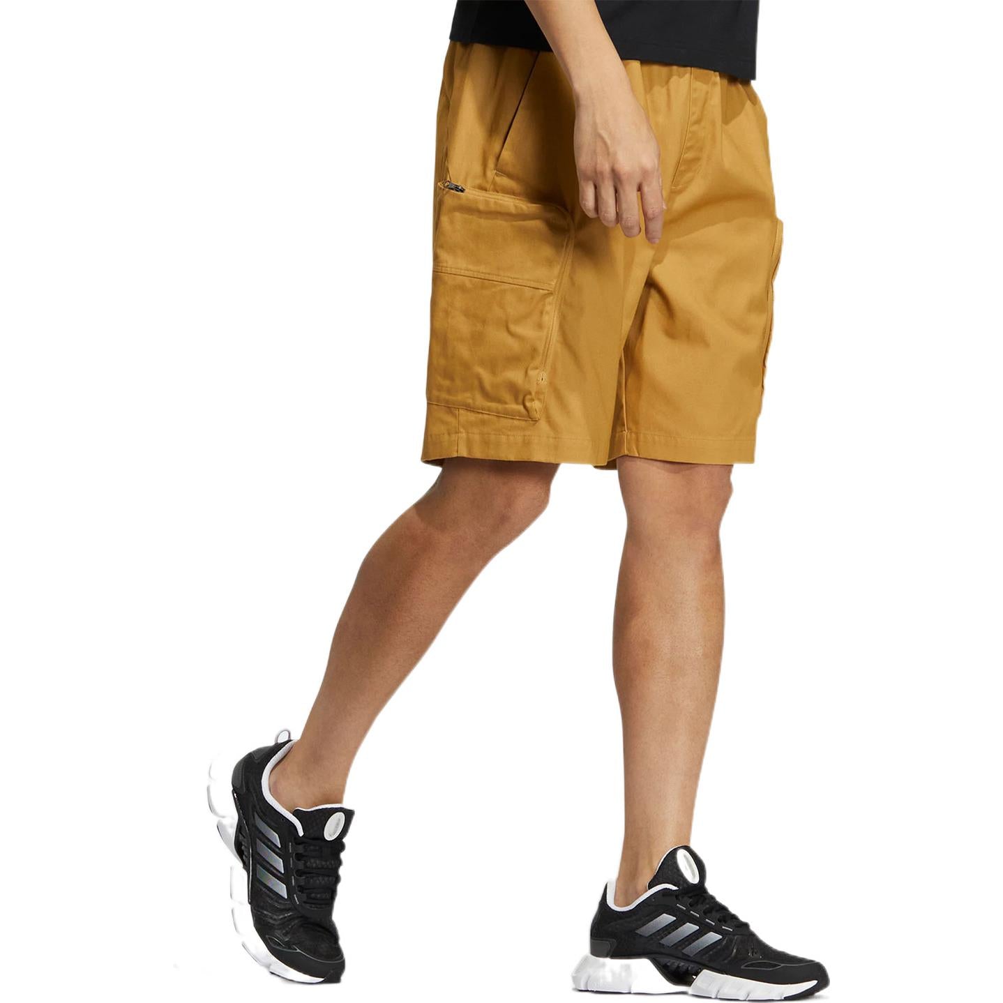 Men's adidas Solid Color Logo Printing Casual Straight Shorts Yellow HM2987