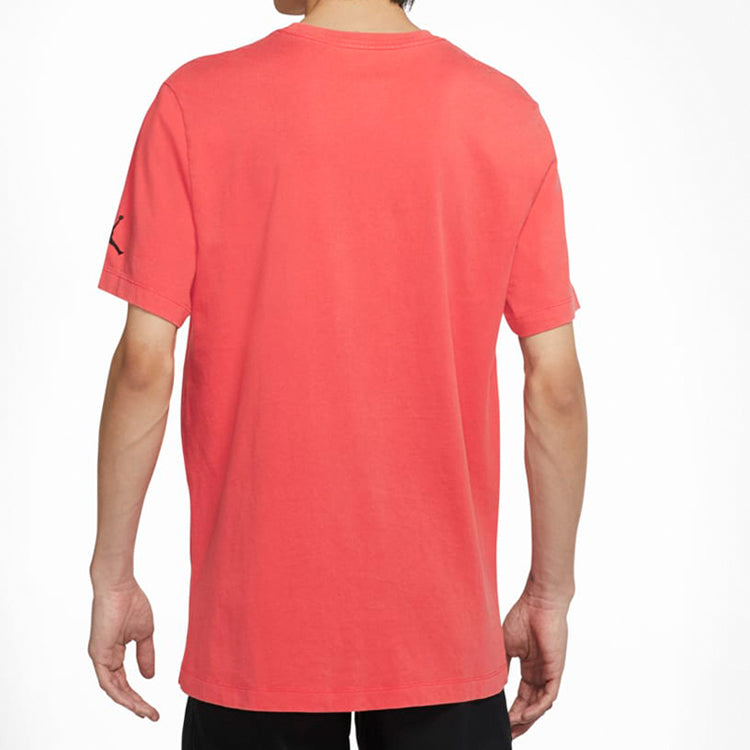 Air Jordan Gradient Multi-Color Alphabet Washed Round Neck Short Sleeve Red CN3108-631