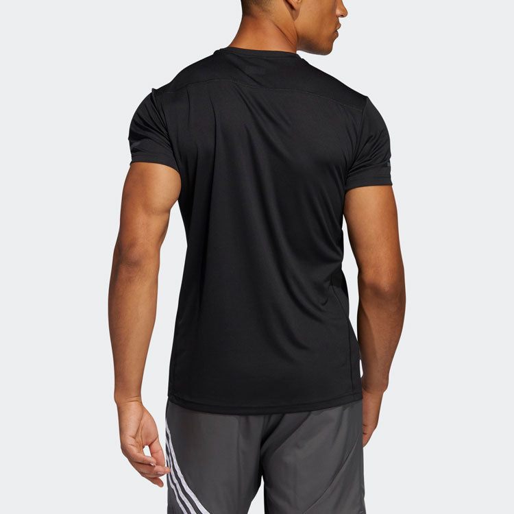 adidas Run It Tee M Logo Training Sports Short Sleeve Black FL6972