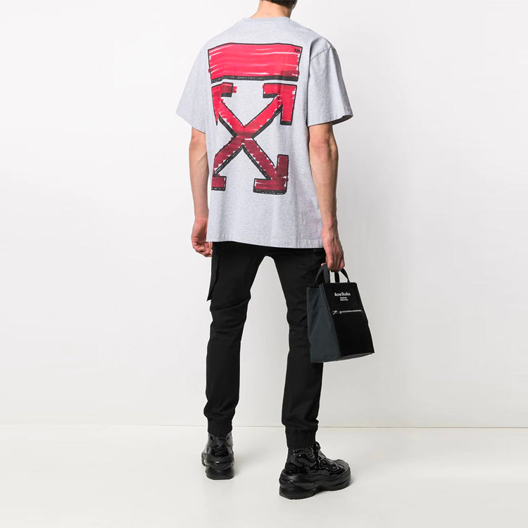 Off-White Arrow Printing Short Sleeve Loose Fit Gray OMAA038R21JER0020825