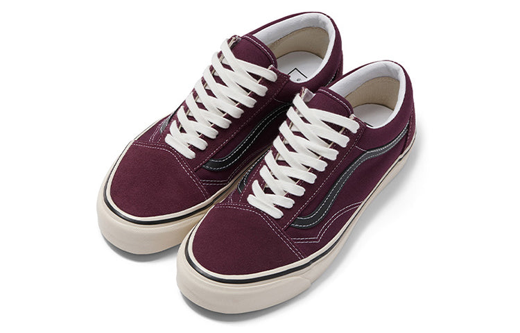 Vans Old Skool Wear-resistant Non-Slip Retro Low Tops Casual Skateboarding Shoes Deep Red VN0A38G221T