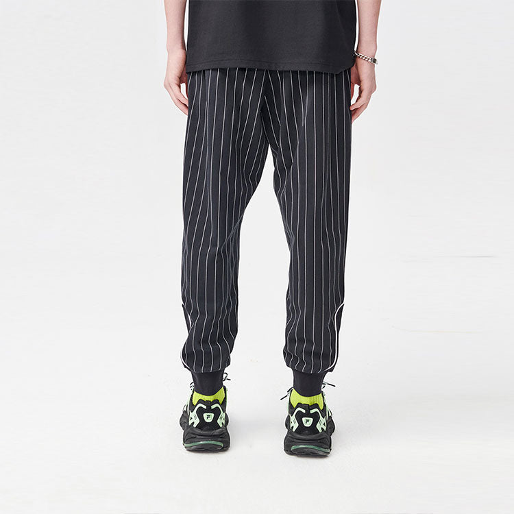 FILA FUSION Knit Breathable Stripe Athleisure Casual Sports Bundle Feet Pants Black T11M122605F-BK