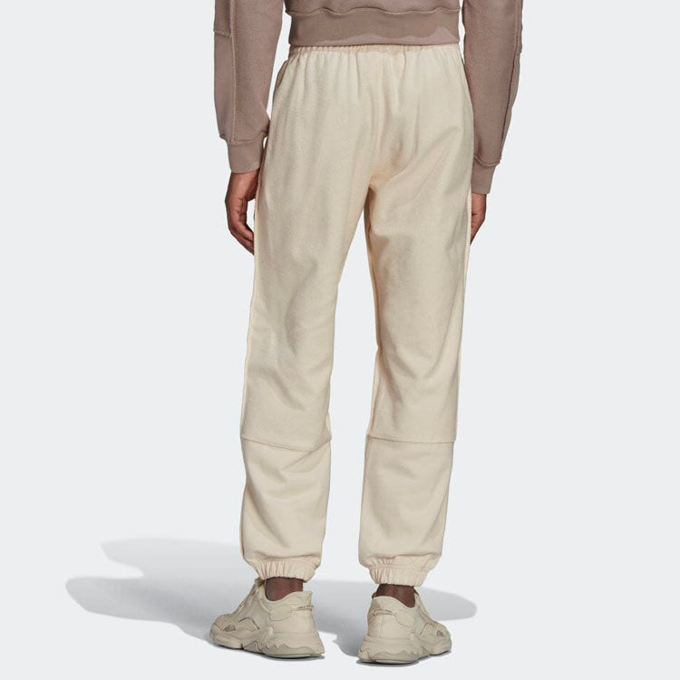 Men's adidas Solid Color Drawstring Lacing Bundle Feet Sports Pants/Trousers/Joggers Beige HP0435