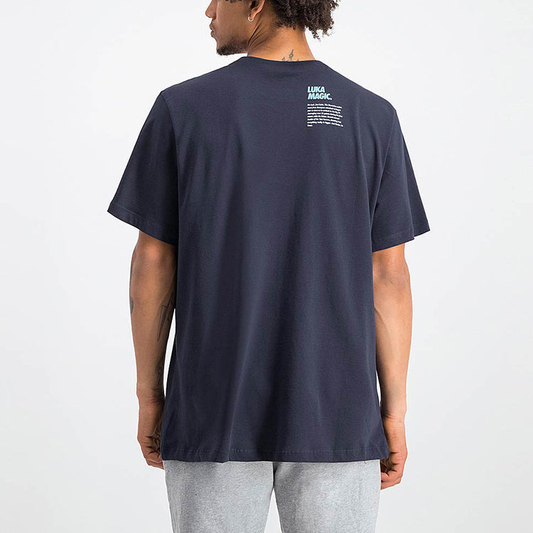 Men's Nike Casual Sports Breathable Doncic Pattern Short Sleeve Navy Blue T-Shirt DD2804-419