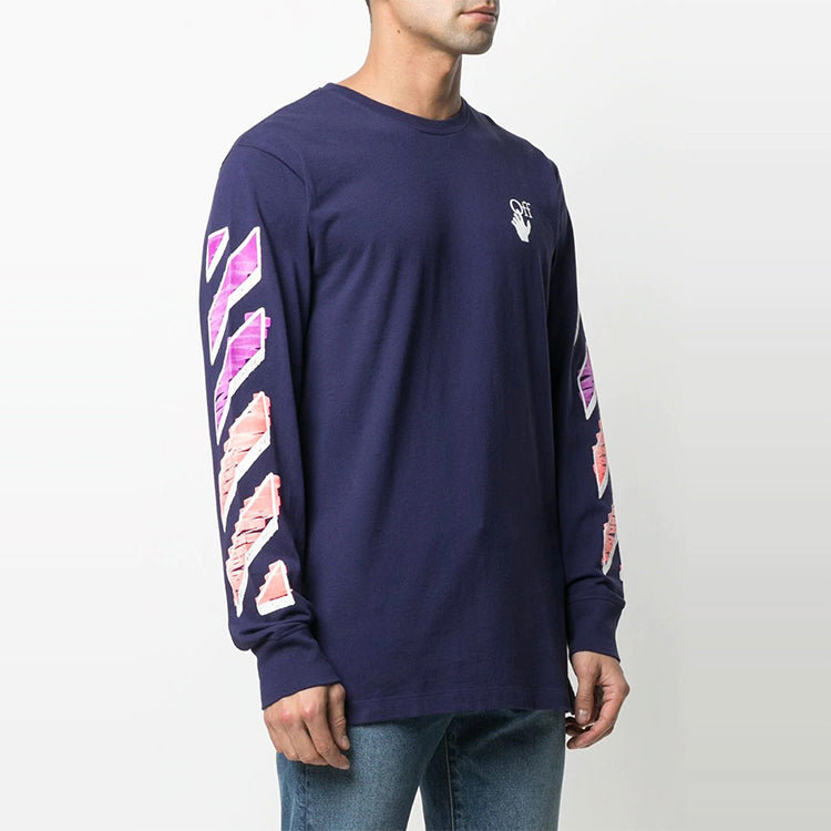 Off-White SS21 Arrow Logo Printing Long Sleeves Blue OMAB001R21JER0034632