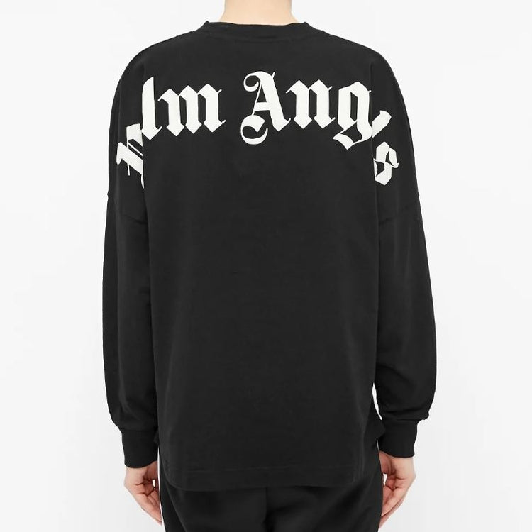 Men's PALM ANGELS Back Large Logo Printing Long Sleeves Black PMAB001R204130031001