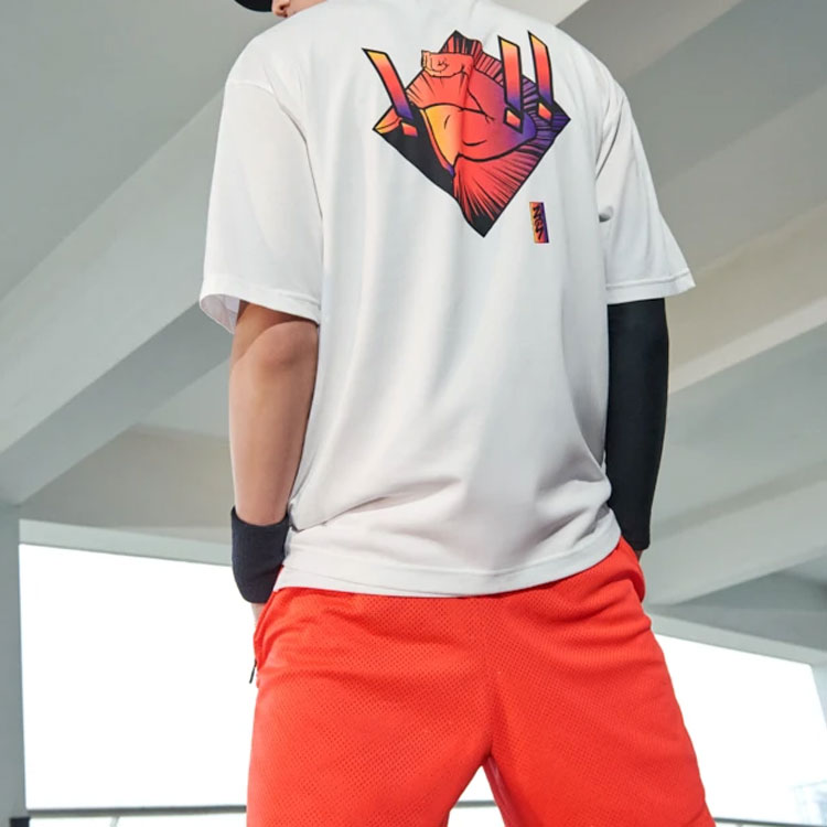 Air Jordan Dri-FIT Zion Basketball Sports Printing Knit Round Neck Short Sleeve White DH0593-100