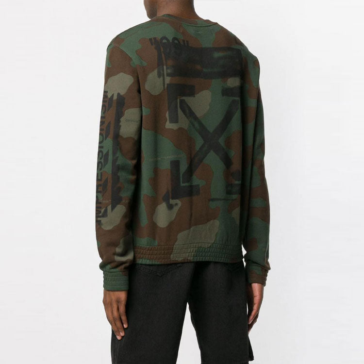 Off-White SS19 Camouflage Diag Stencil Crewneck Sweater OMBA025R190030169910