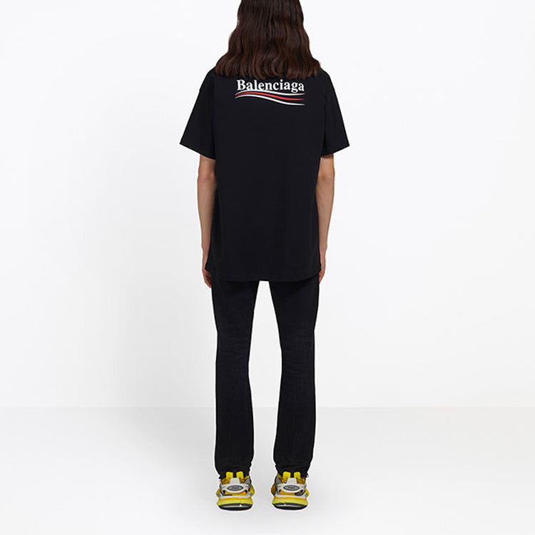 Men's Balenciaga Alphabet Printing Short Sleeve Black 641675TIV521070