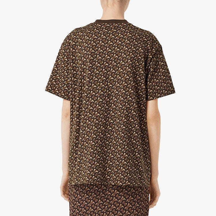 Burberry Stripe Printing Loose Cotton Short Sleeve Brown 8018433