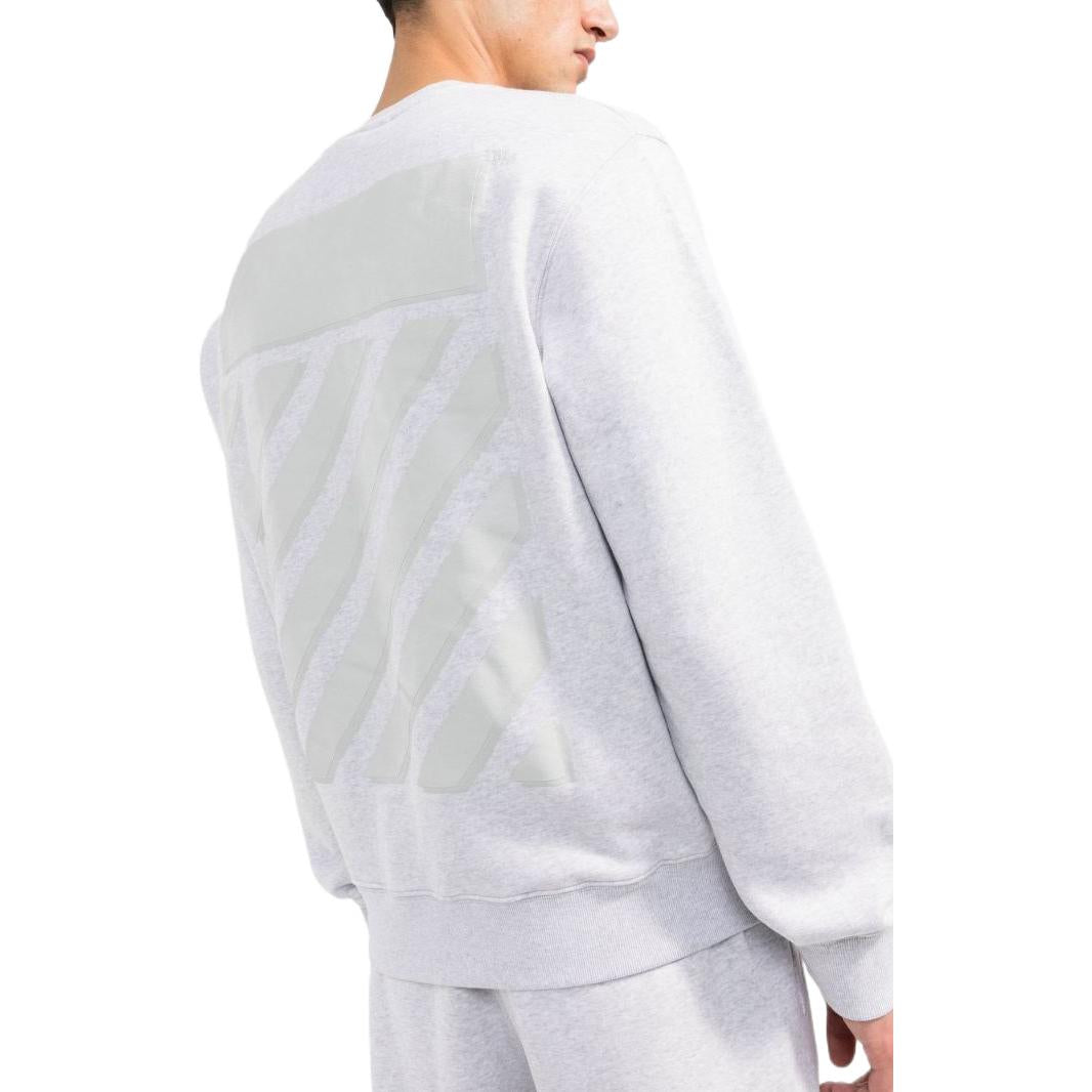 Men's Off-White SS22 Solid Color Stripe Printing Round Neck Long Sleeves Version White OMBA057F22FLE0020808