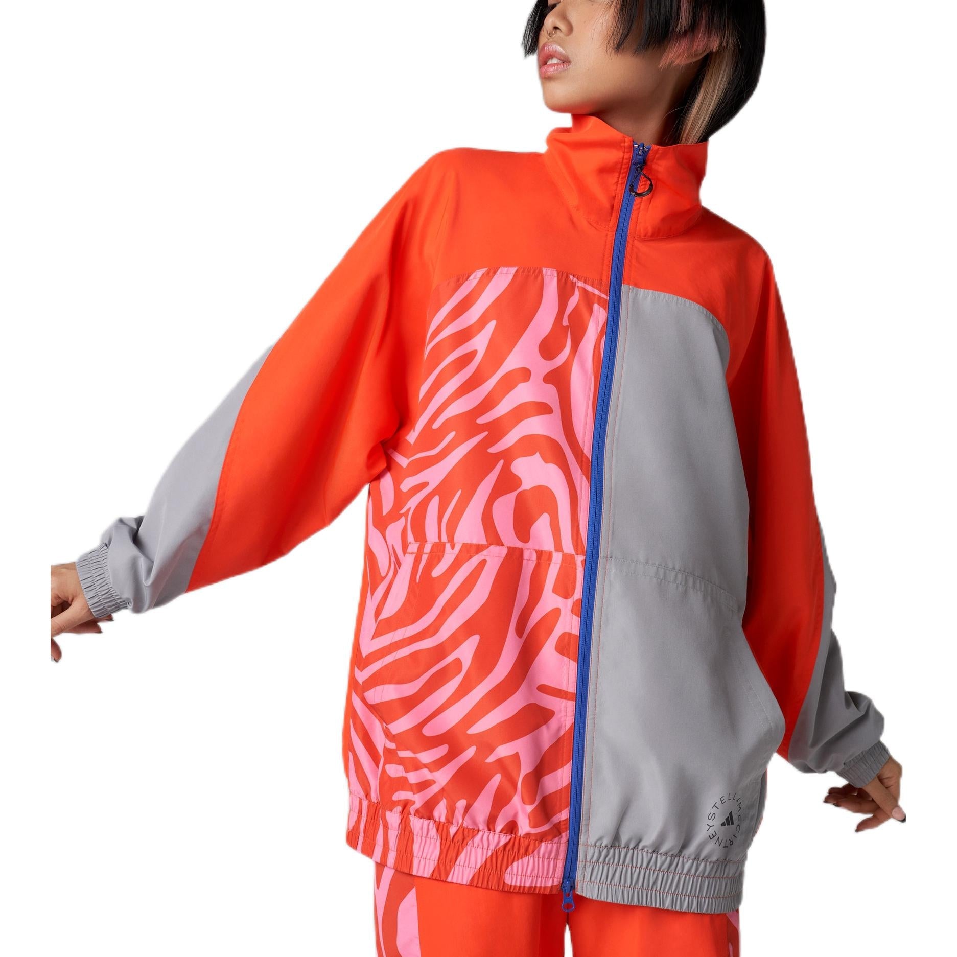(WMNS) adidas By Stella McCartney Color Blocked Track Jacket Asia Sizing 'Orange Grey' H59949