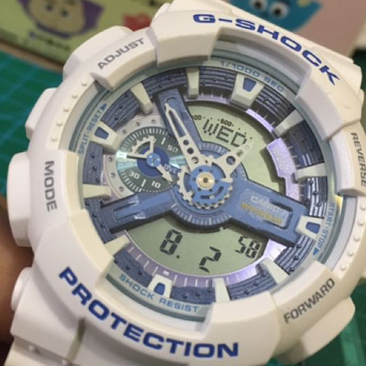 CASIO G-Shock Analog-Digital 'White Blue' GA-110WB-7A