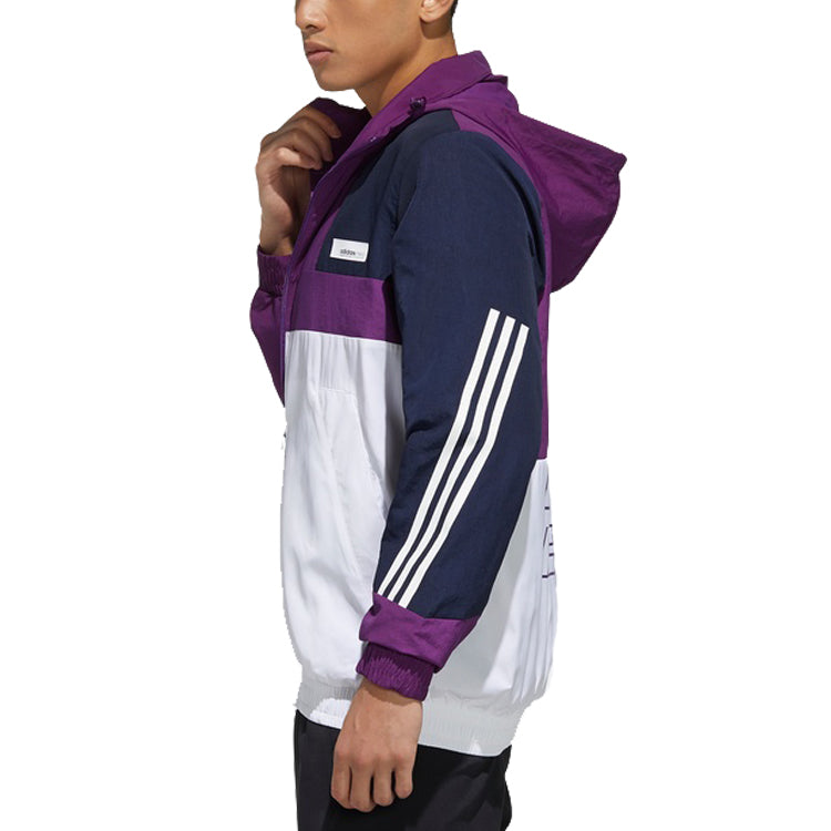 adidas neo M SS WRMLN WB Colorblock Sports Windbreaker Jacket White Purple FN6537