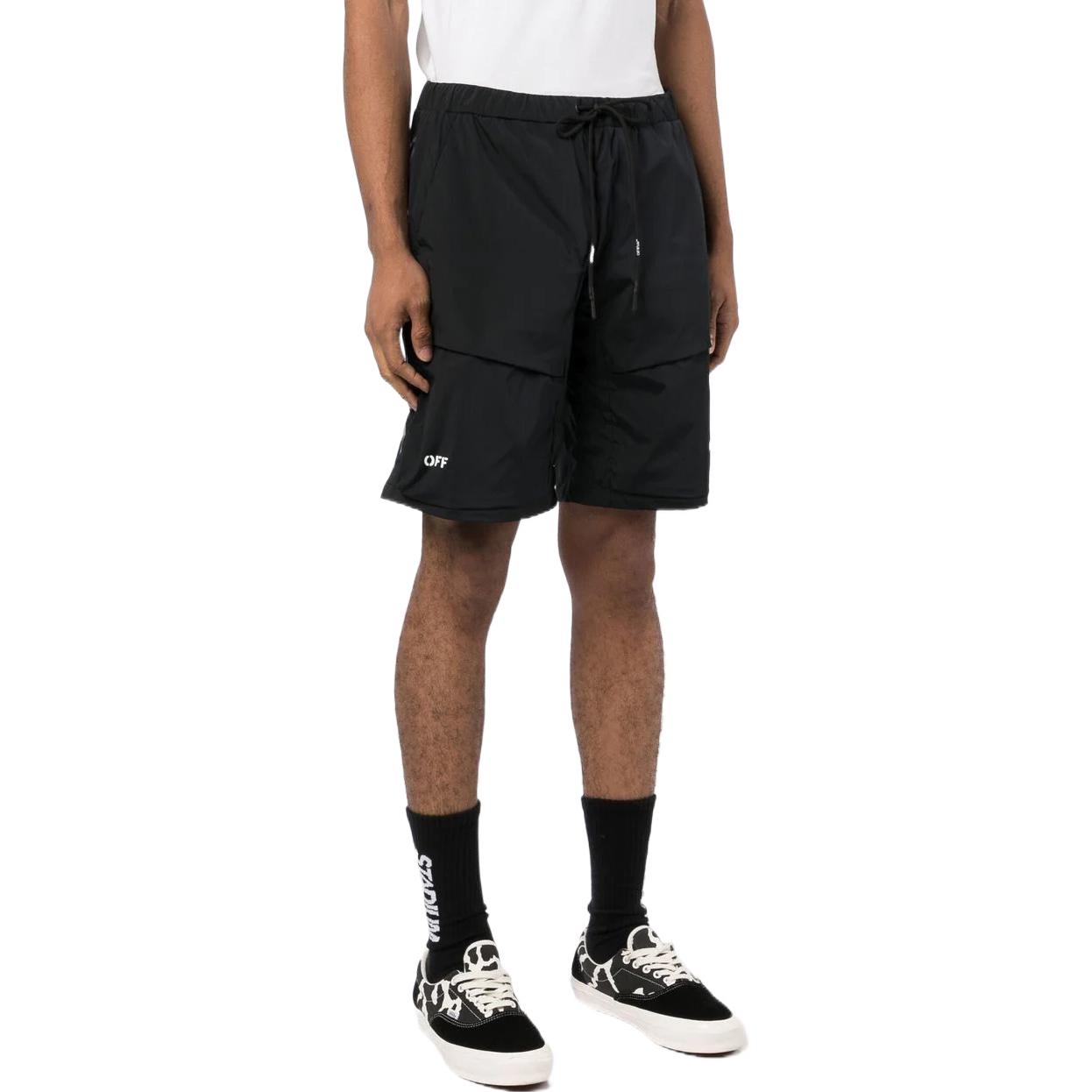 Men's Off-White SS22 Solid Color Drawstring Straight Shorts Black OMVH019C99FAB00110011001