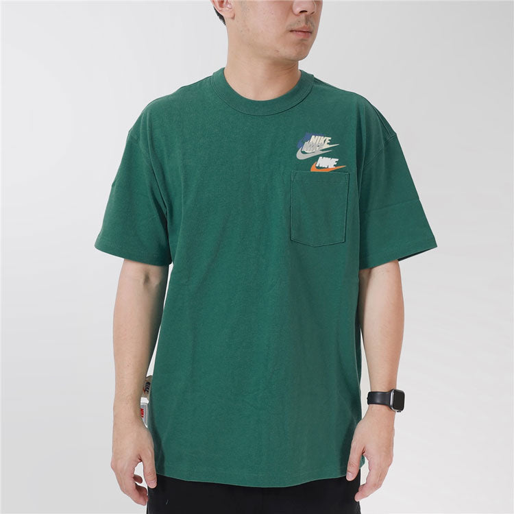 Men's Nike Logo Pattern Round Neck Short Sleeve Green T-Shirt DV3316-350