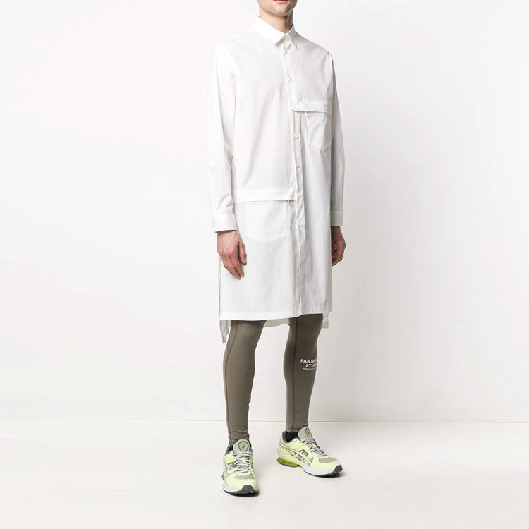 Men's Y-3 SS21 Zipper Pocket Long Sleeves Shirt White GV4219