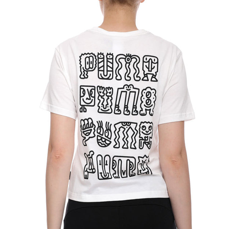 (WMNS) PUMA X Mr Doodle Printing Short Sleeve White 598654-02