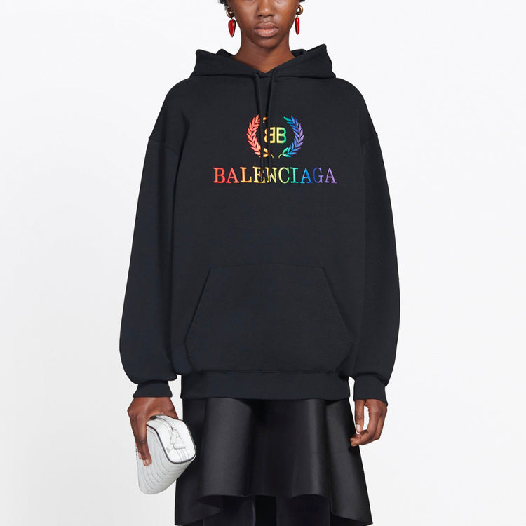 (WMNS) Balenciaga Embroidered Hoodie Black 570798TEV501000
