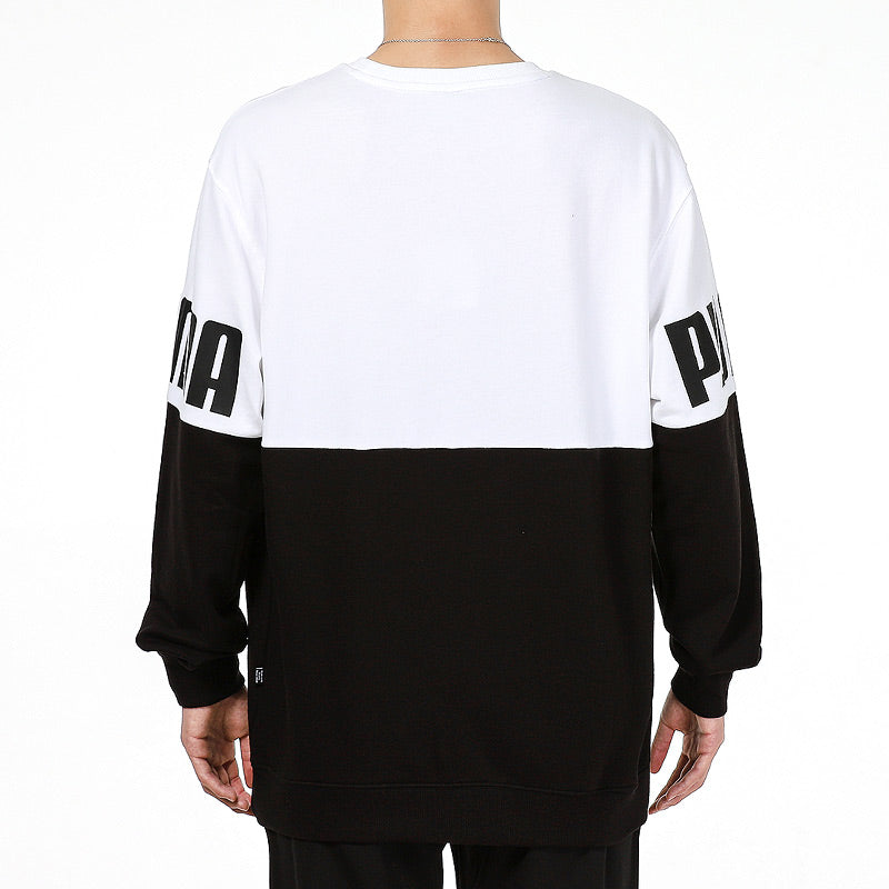 PUMA Colorblock Alphabet Round Neck Pullover Black White 847722-02