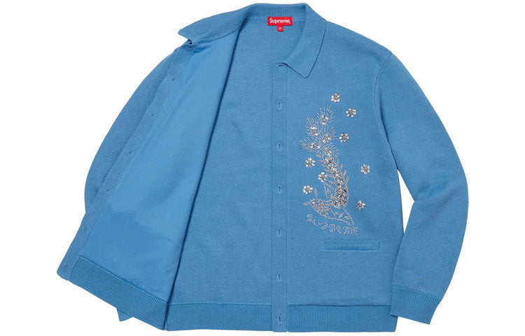 Supreme SS23 Week 3 Eaded Appliqu CardigancShirt 'Blue' SUP-SS23-085
