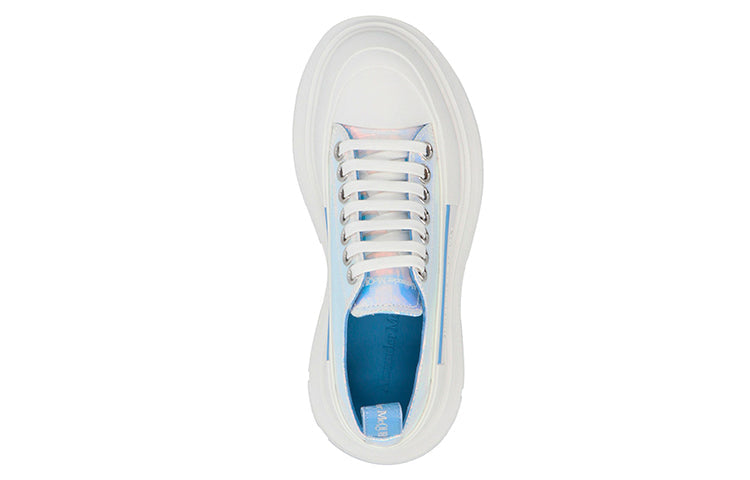 Alexander McQueen Silver Holographic Tread Slick Platform Low Sneakers 'White Multi' 650780W4PC19583
