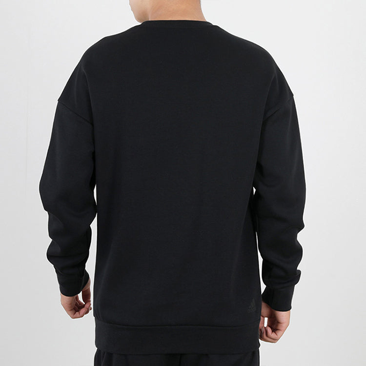 adidas logo Applique Hooded Round-neck Loose Sweater Men Black GM4446