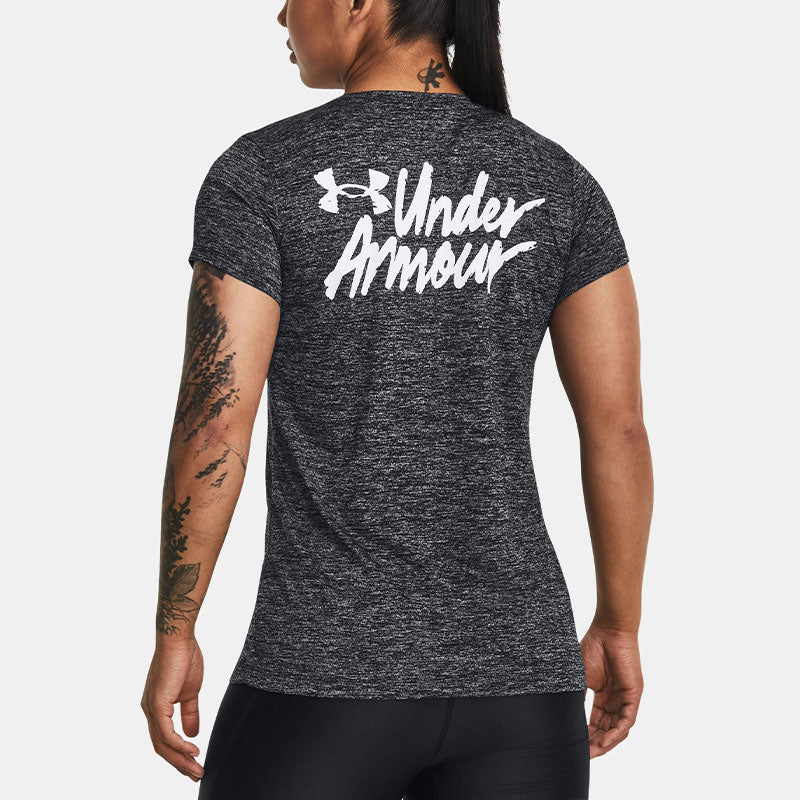 (WMNS) Under Armour Tech Twist Graphic Short Sleeve T-Shirt 'Dark Grey' 1379489-001