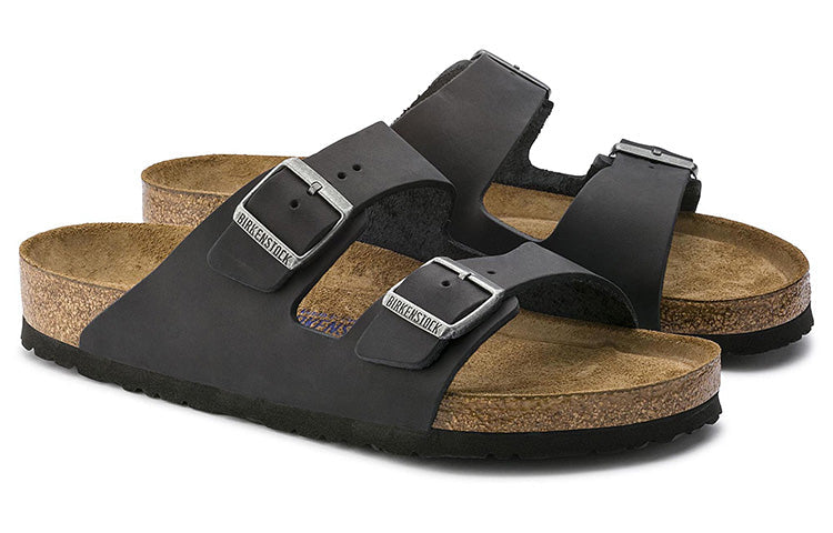 Birkenstock Arizona Oiled Nubuck Leather Sandals 'Black' 752481