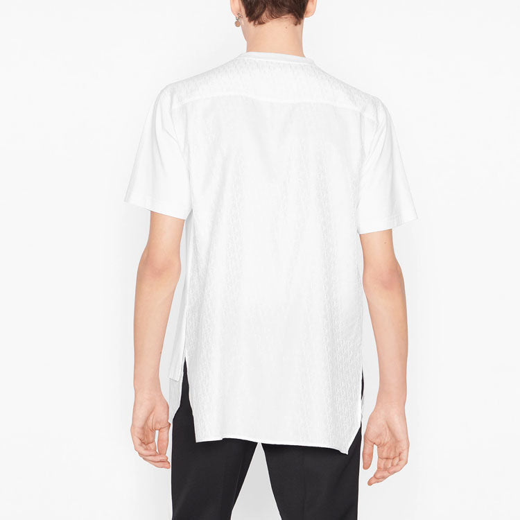 Men's DIOR FW21 Solid Color Alphabet Jacquard Short Sleeve White T-Shirt 143J647A0677-C080