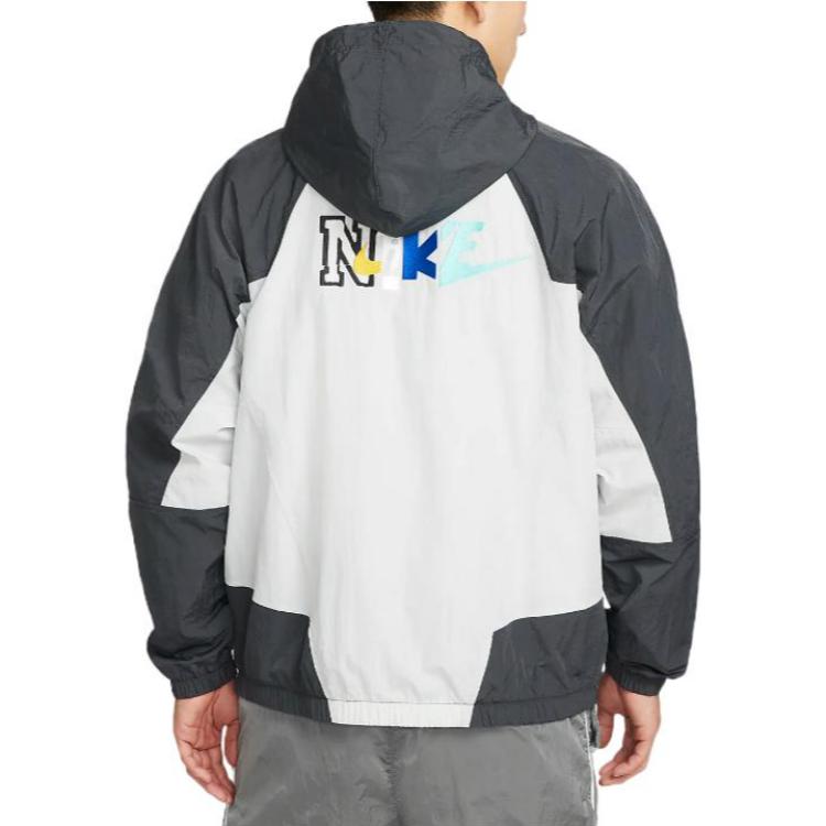 Nike Contrast Color Stitching Zipper Hooded Jacket Gray DR2642-060