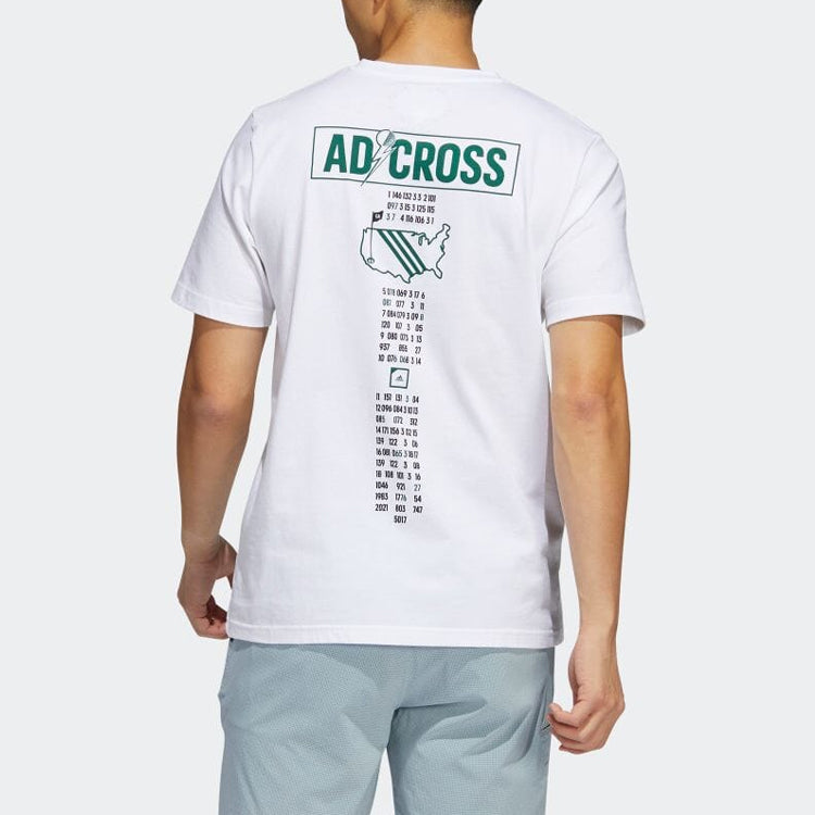Men's adidas Alphabet Printing Round Neck Pullover Short Sleeve Japanese Version White T-Shirt HA8765