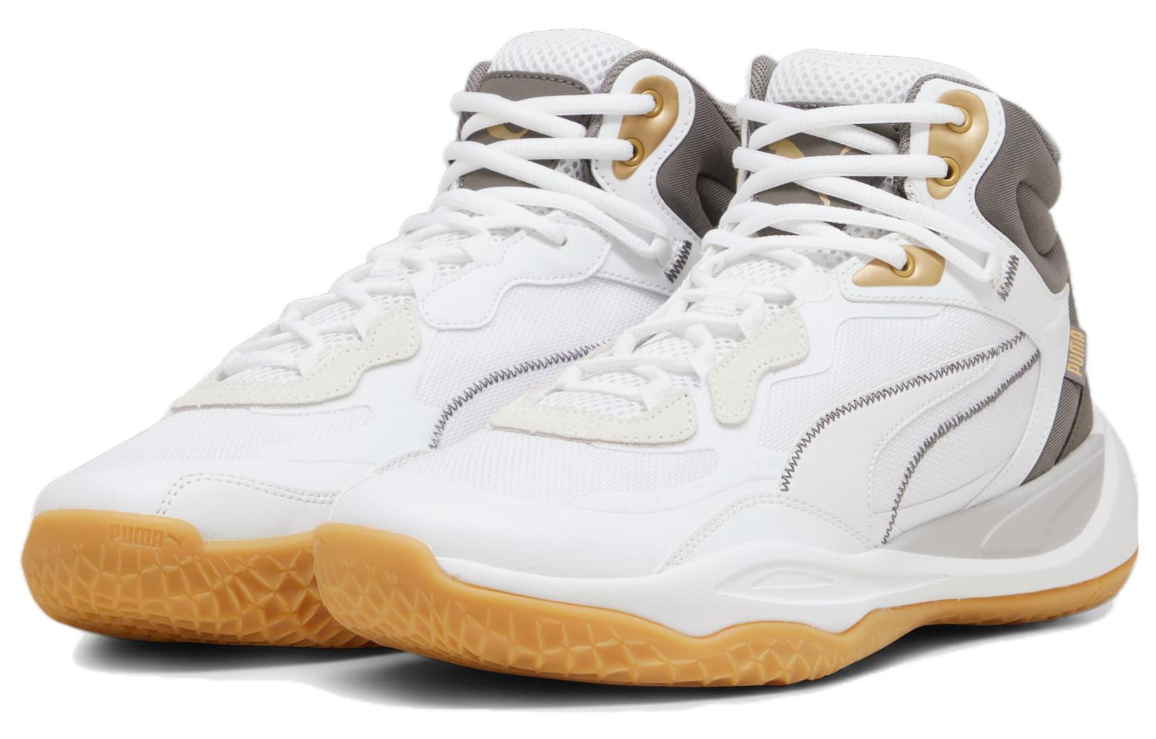 PUMA Playmaker Pro Mid Trophies 'White Grey Gold' 379019-01