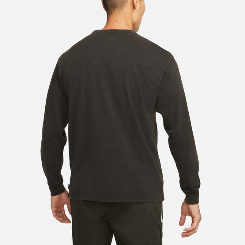 Men's Nike Solid Color Small Logo Round Neck Long Sleeves Black T-Shirt DJ1583-010