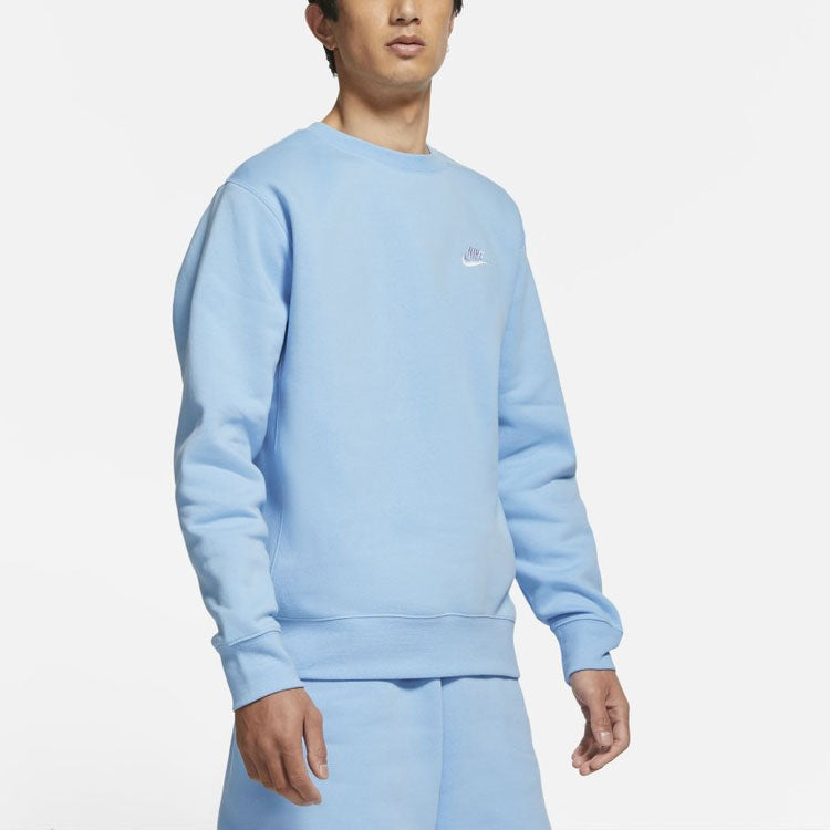 Nike Athleisure Casual Sports Fleece Lined Round Neck Pullover Blue BV2663-436