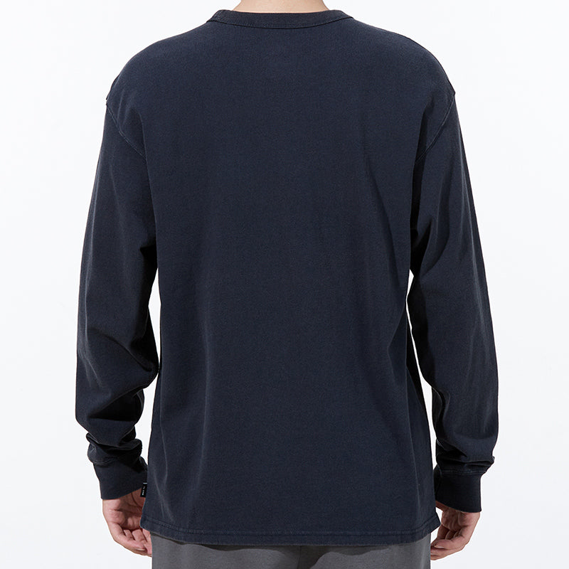 Men's Nike Solid Color Small Logo Round Neck Long Sleeves Navy Blue T-Shirt DJ1583-451