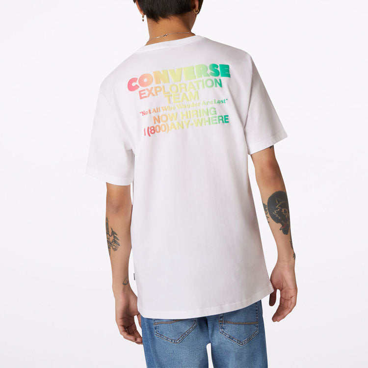 Men's Converse Sports Running Printing Alphabet Round Neck Short Sleeve White 10021112-A02