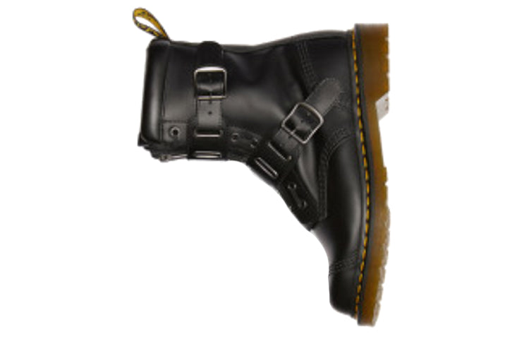 Dr. Martens Quynn Smooth Leather Buckle Lace Up Boots 'Black' 25601001