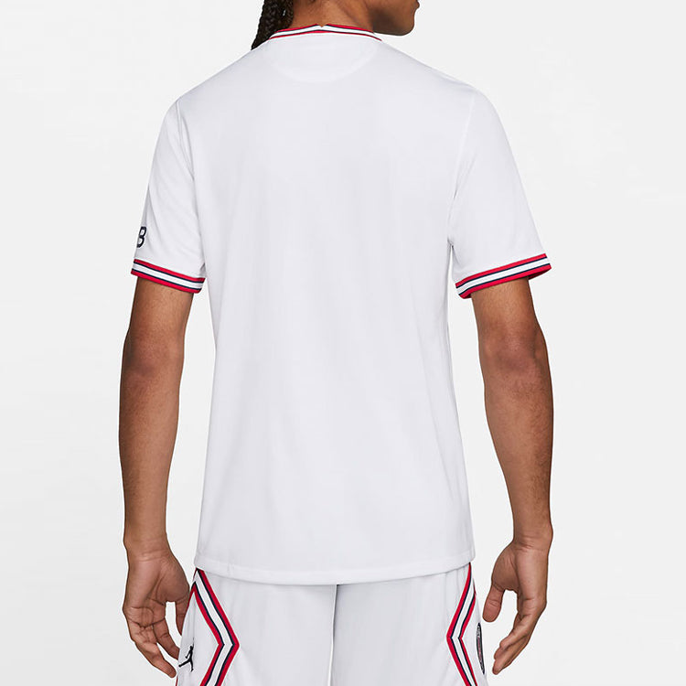 Men's Air Jordan Paris Saint-Germain Fan Edition 21-22 Season Sports Soccer/Football Short Sleeve 4 Away White Jersey DH7471-101